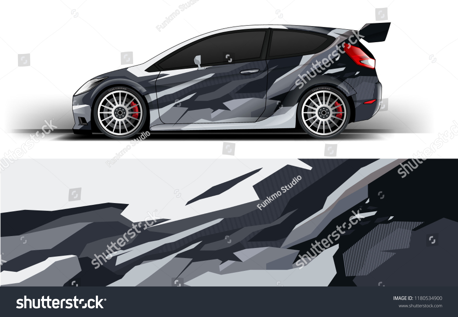 Racing Car Wrap. Decal, sticker abstrack strips