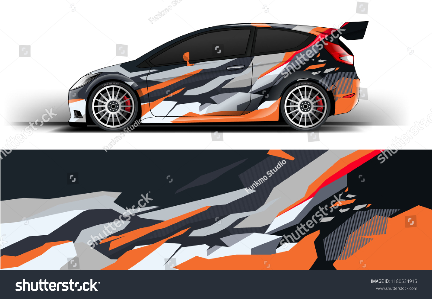 Racing Car Wrap. Decal, sticker abstrack strips