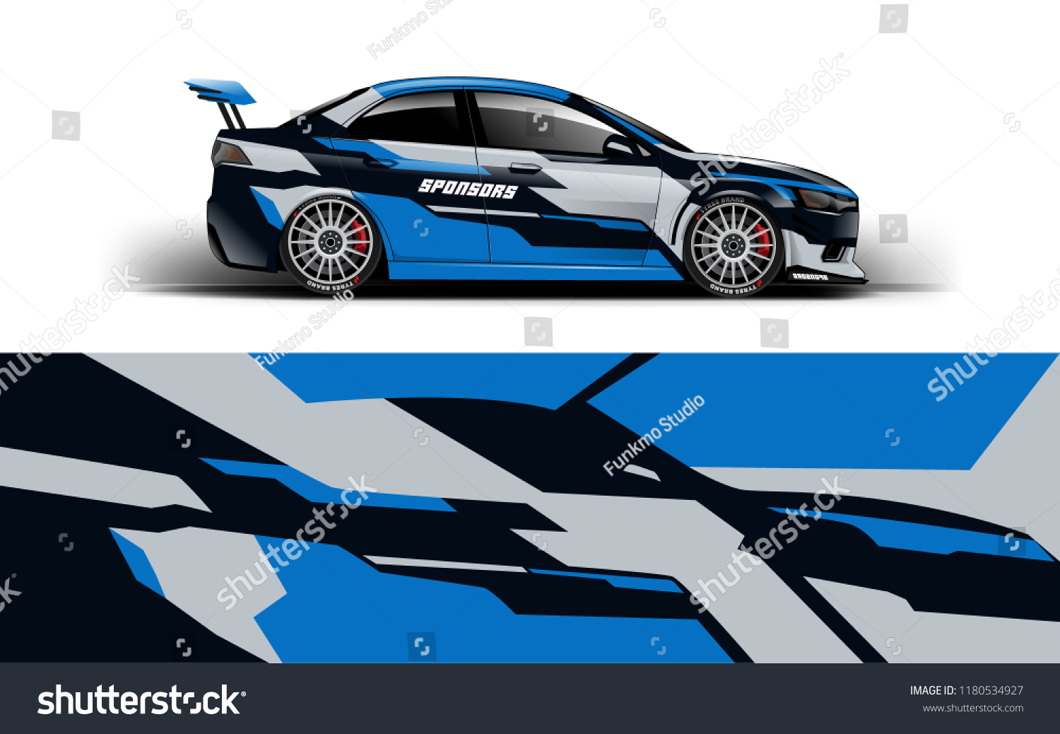 Racing Car Wrap. Decal, sticker abstrack strips