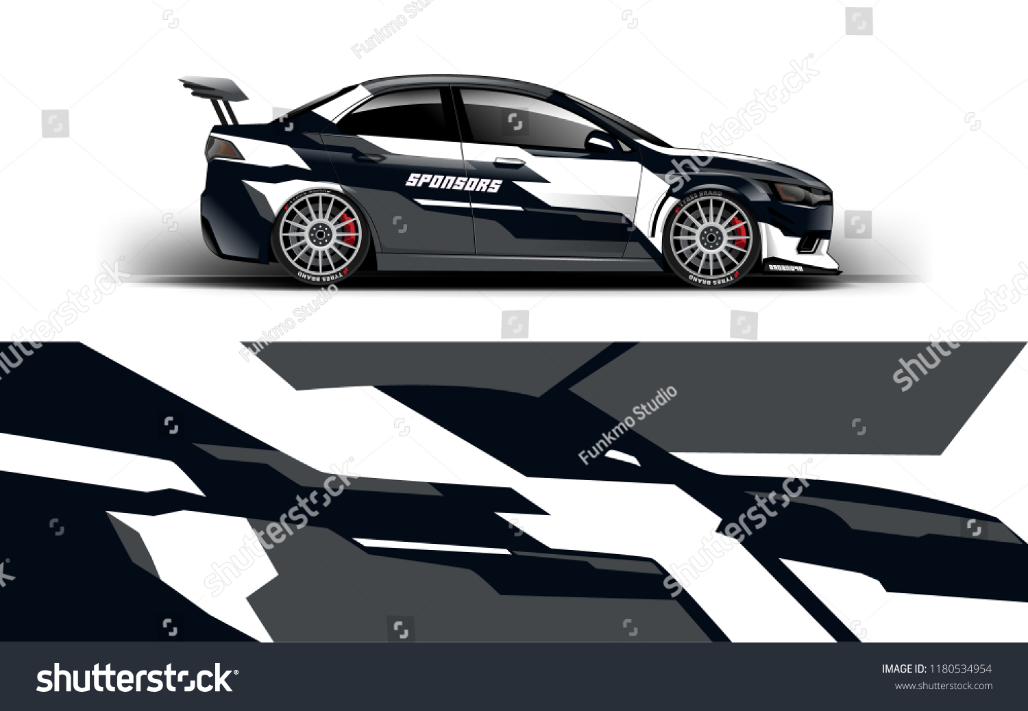Racing Car Wrap. Decal, sticker abstrack strips