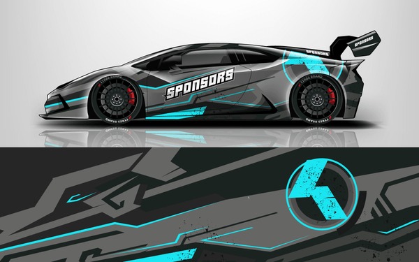 Sport car Racing car wrap. hyper car abstract racing line.