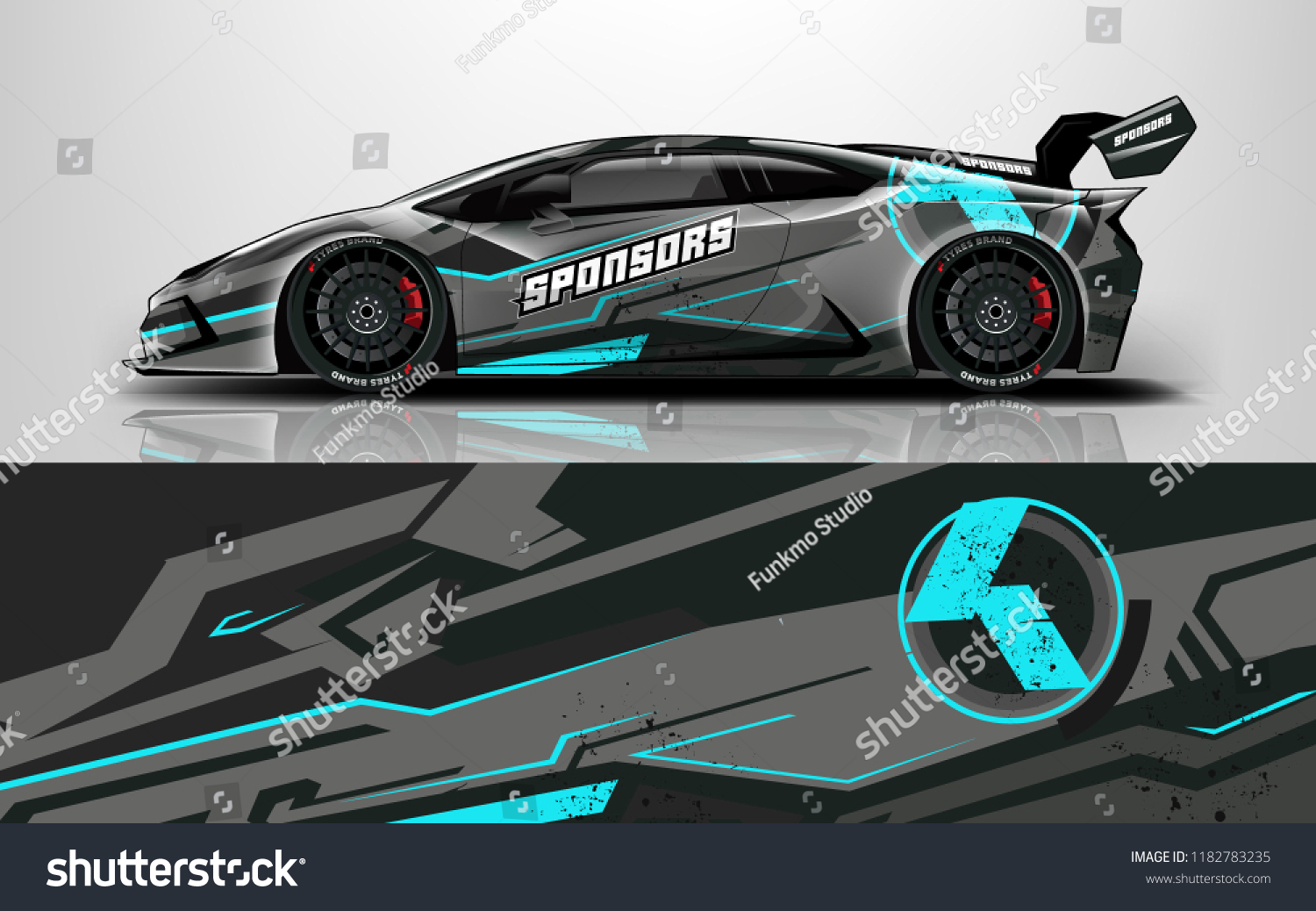 Sport car Racing car wrap. hyper car abstract racing line.