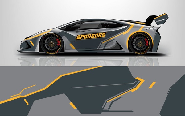 Sport car racing wrap design. vector design.