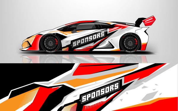 Sport car racing wrap design. vector design.