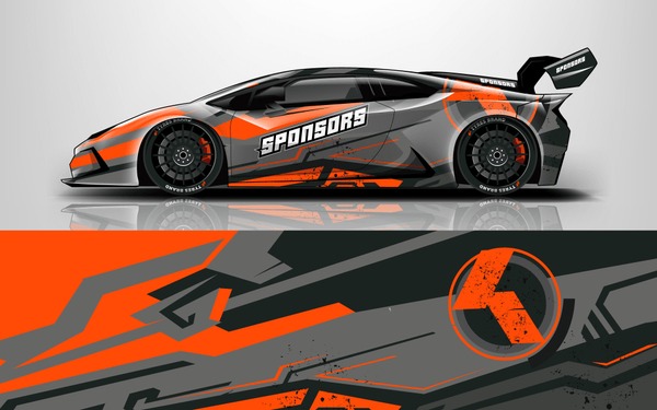 Sport car racing wrap design. vector design.