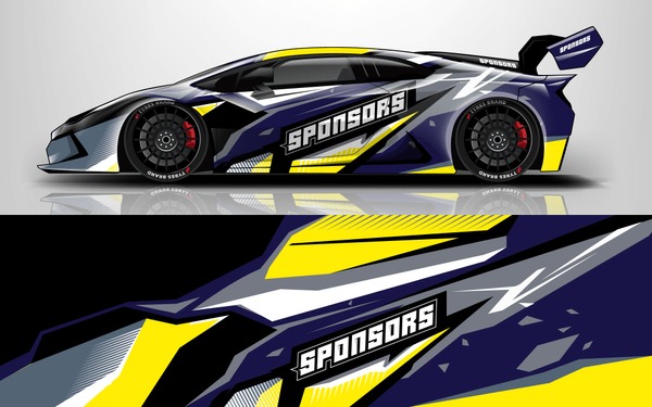 Sport car racing wrap design. vector design.
