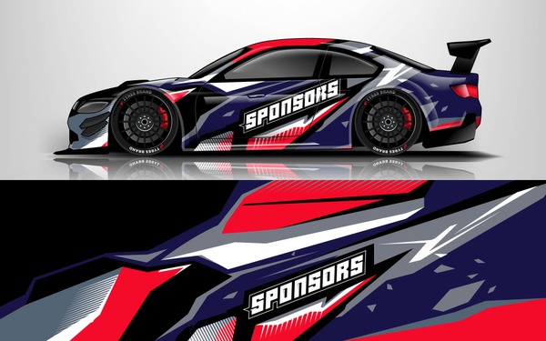Sport car racing wrap design. vector design.