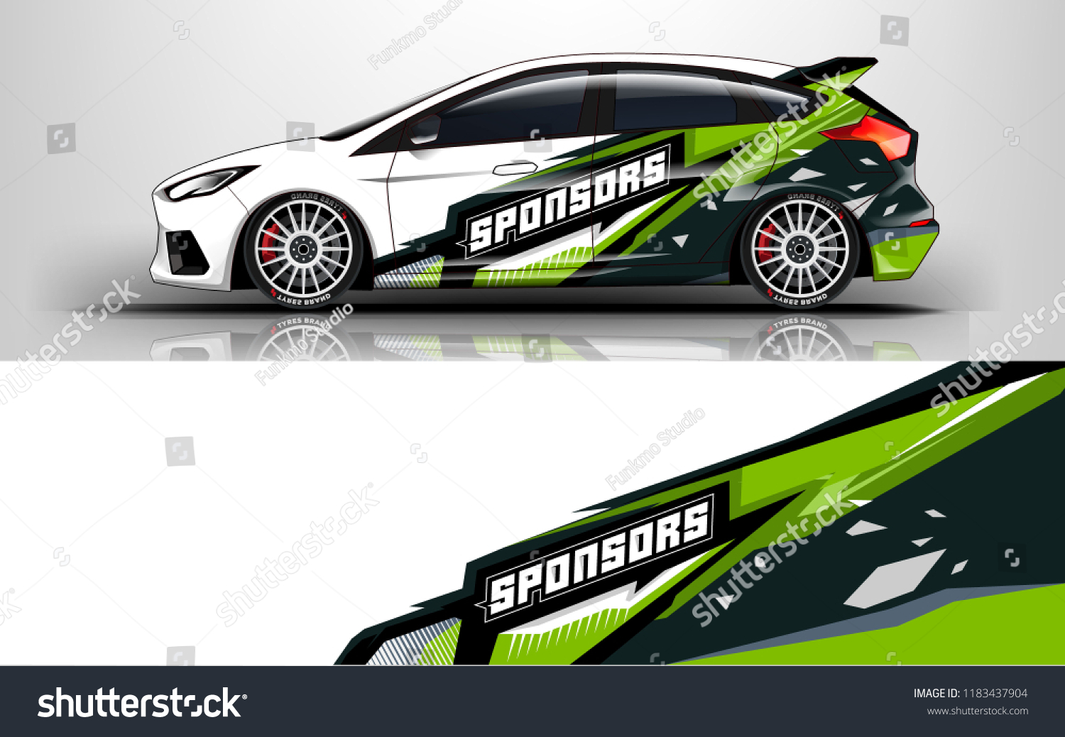 Racing car wrap design. sedan hatchback wrap design. abstract background with vector.