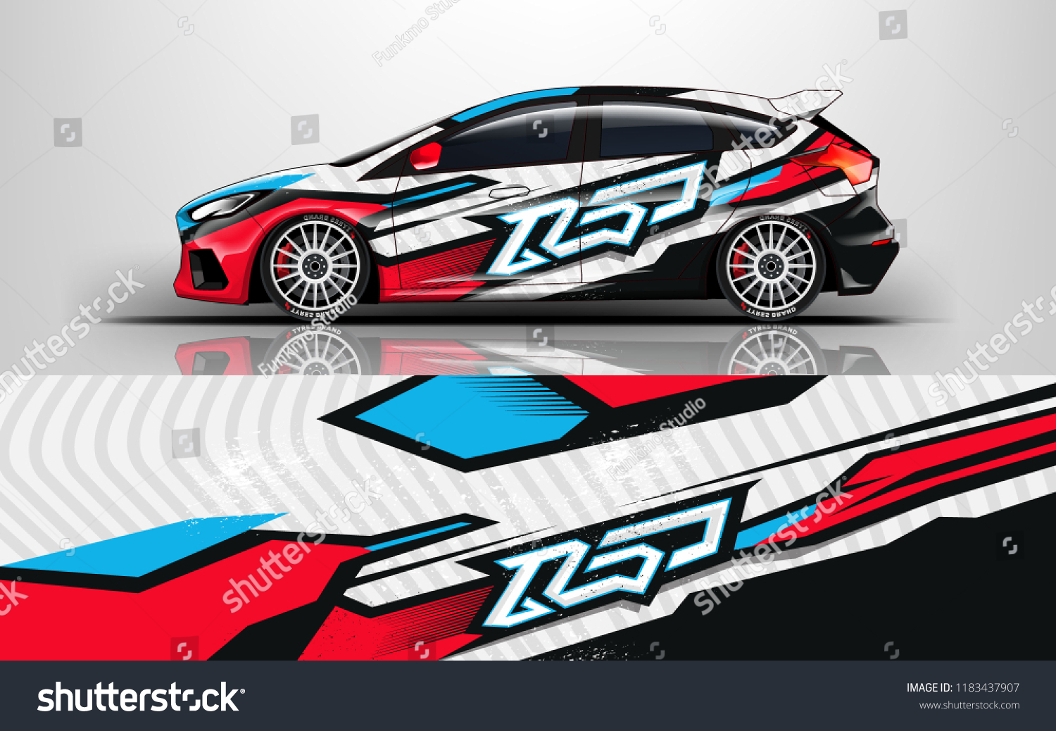 Racing car wrap design. sedan hatchback wrap design. abstract background with vector.