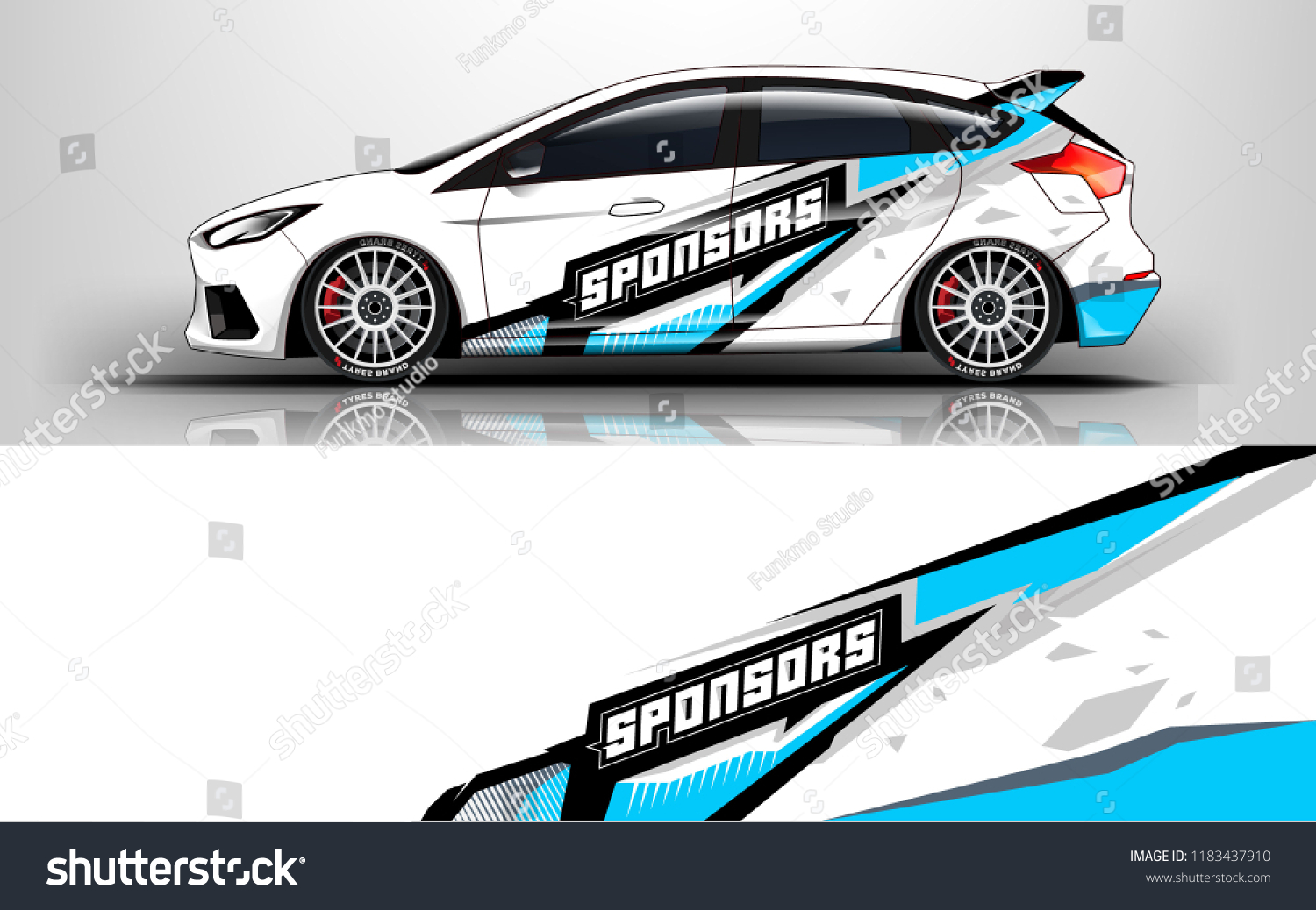 Racing car wrap design. sedan hatchback wrap design. abstract background with vector.