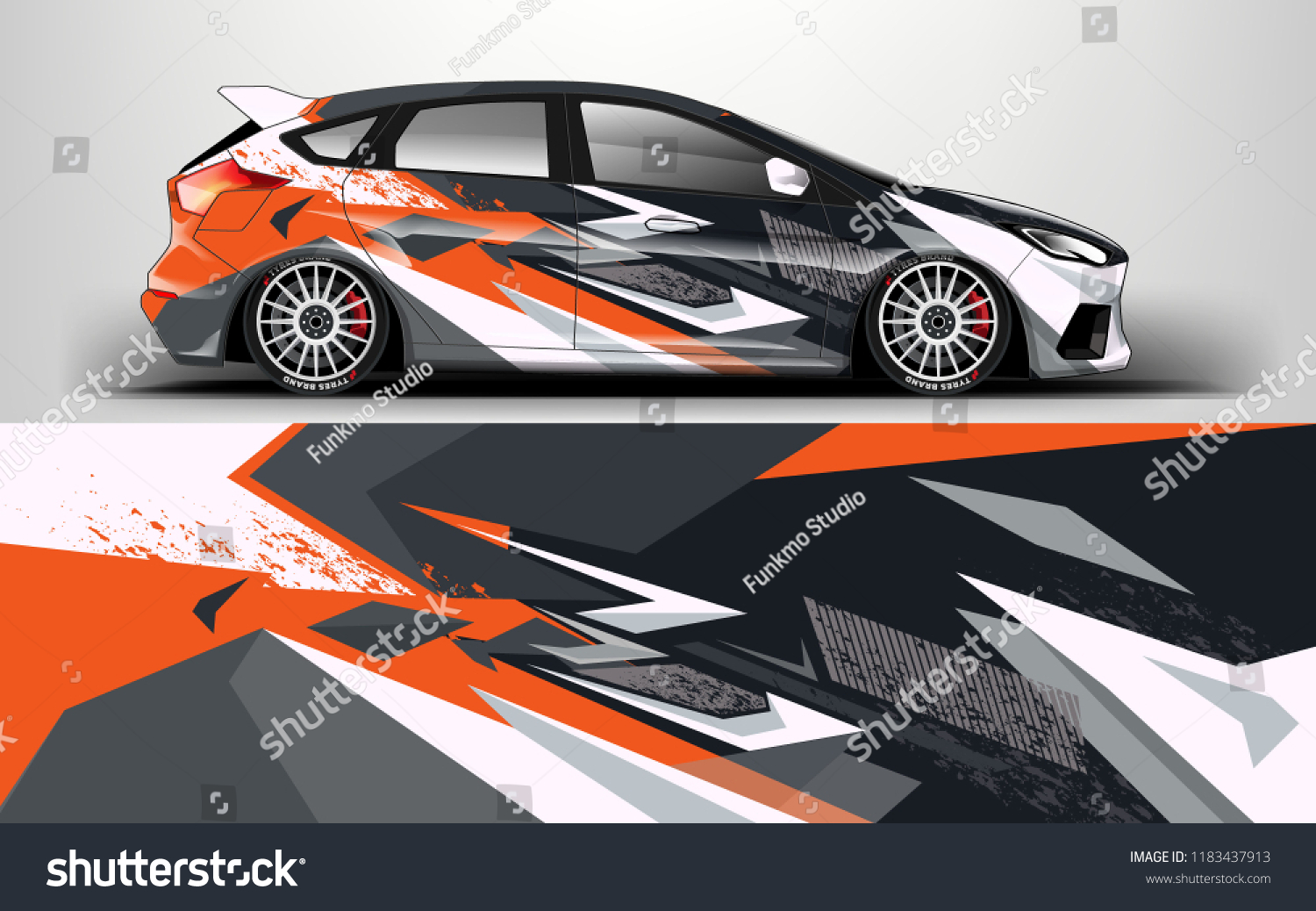 Racing car wrap design. sedan hatchback wrap design. abstract background with vector.