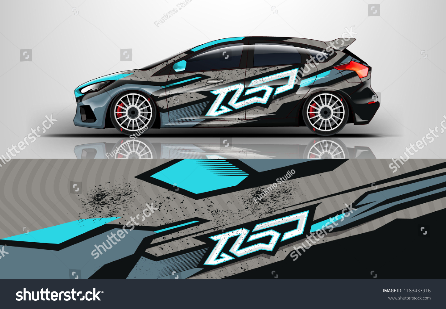 Racing car wrap design. sedan hatchback wrap design. abstract background with vector.