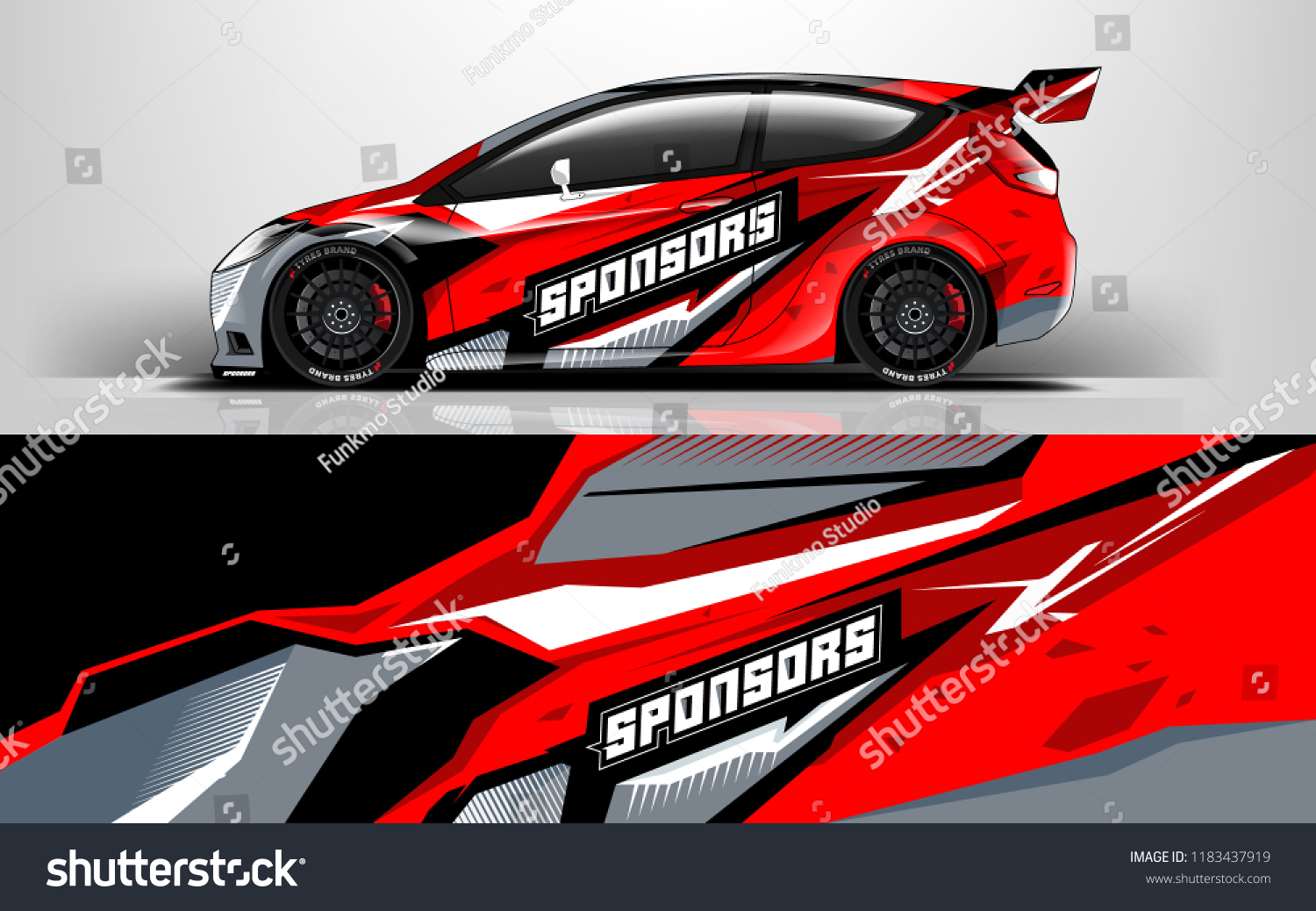 Racing car wrap design. sedan hatchback wrap design. abstract background with vector.
