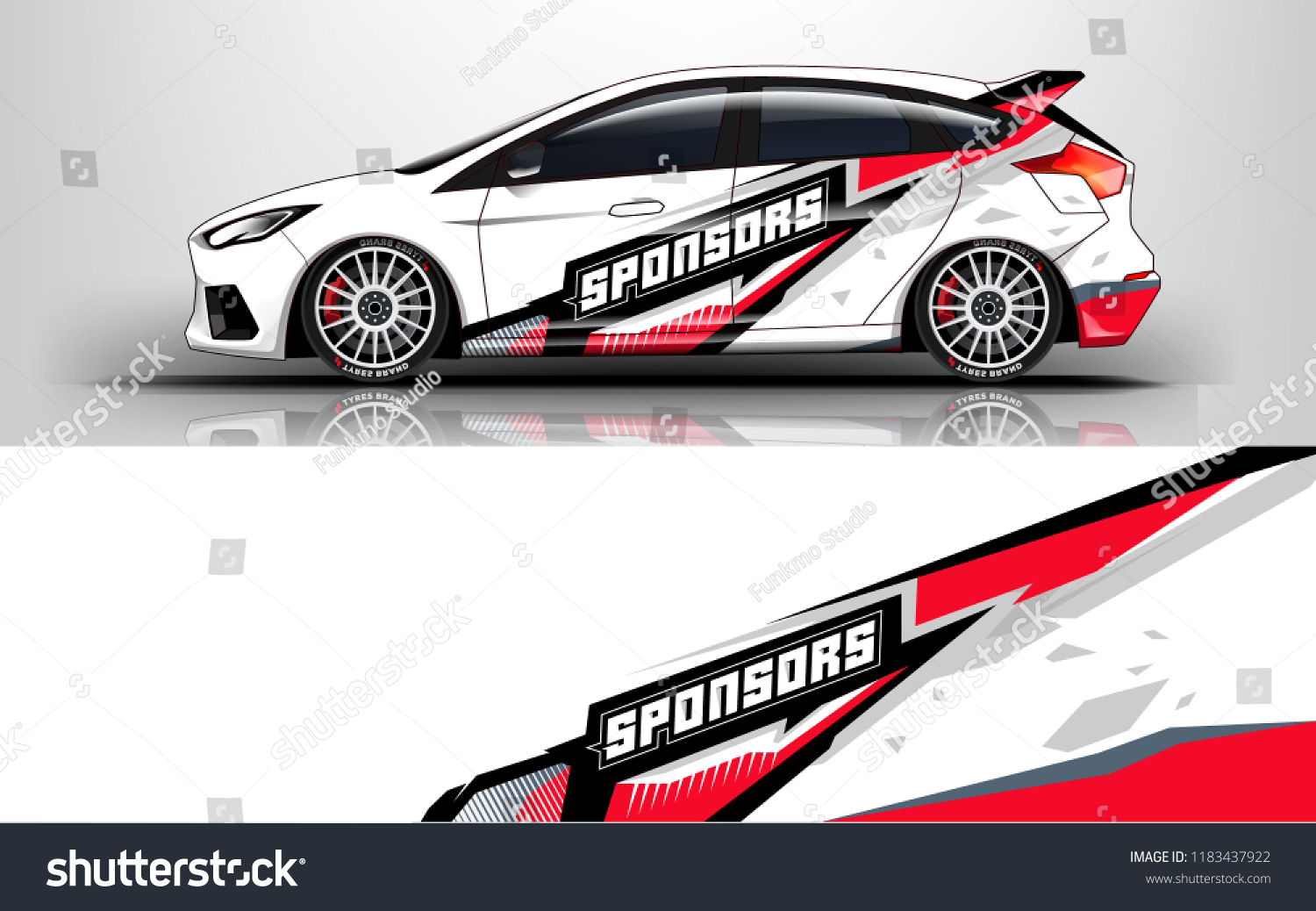 Racing car wrap design. sedan hatchback wrap design. abstract background with vector.