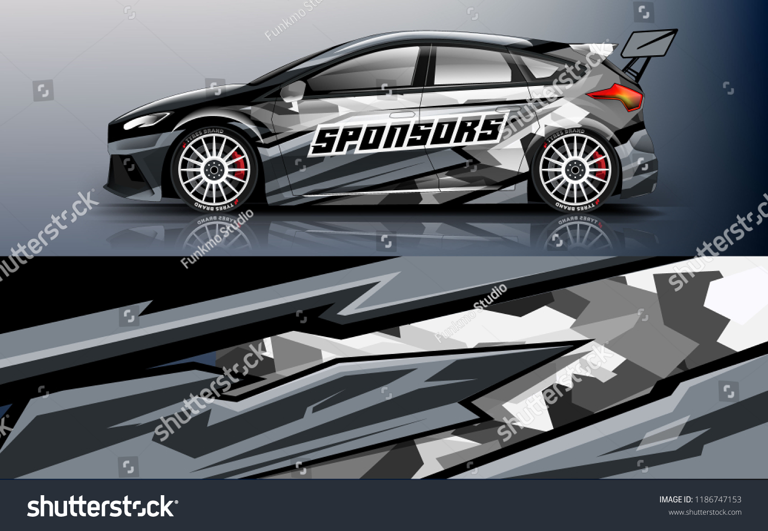 Car decal graphic vector,racing car. Graphic abstract stripe designs for racing car