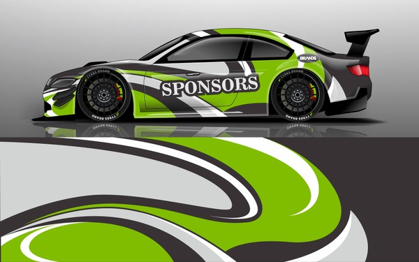 Car wrap design vector, truck and cargo van decal. Graphic abstract stripe racing background designs for vehicle, rally, race, adventure and car racing livery.