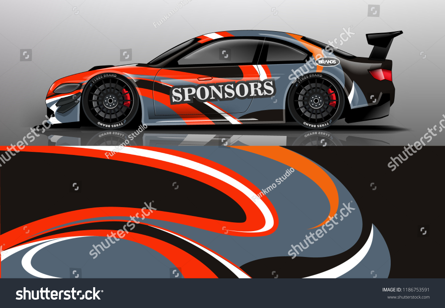 Car wrap design vector, truck and cargo van decal. Graphic abstract stripe racing background designs for vehicle, rally, race, adventure and car racing livery.