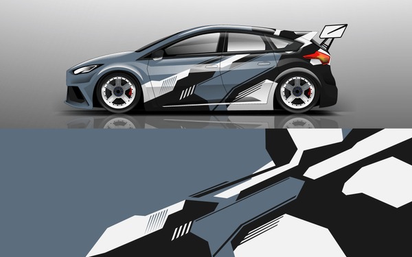 Car wrap design vector, truck and cargo van decal. Graphic abstract stripe racing background designs for vehicle, rally, race, adventure and car racing livery.