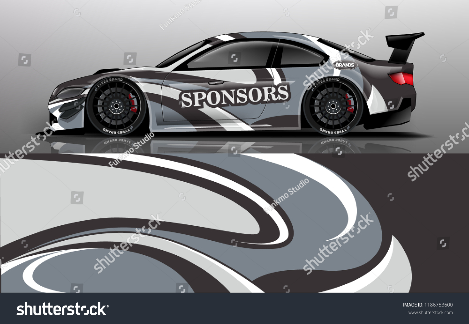 Car wrap design vector, truck and cargo van decal. Graphic abstract stripe racing background designs for vehicle, rally, race, adventure and car racing livery.