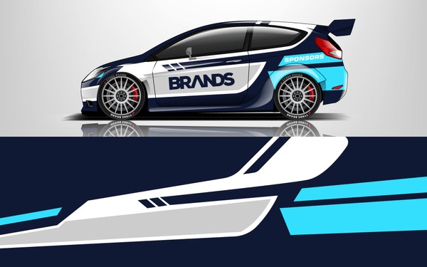 Car wrap design vector, truck and cargo van decal. Graphic abstract stripe racing background designs for vehicle, rally, race, adventure and car racing livery.