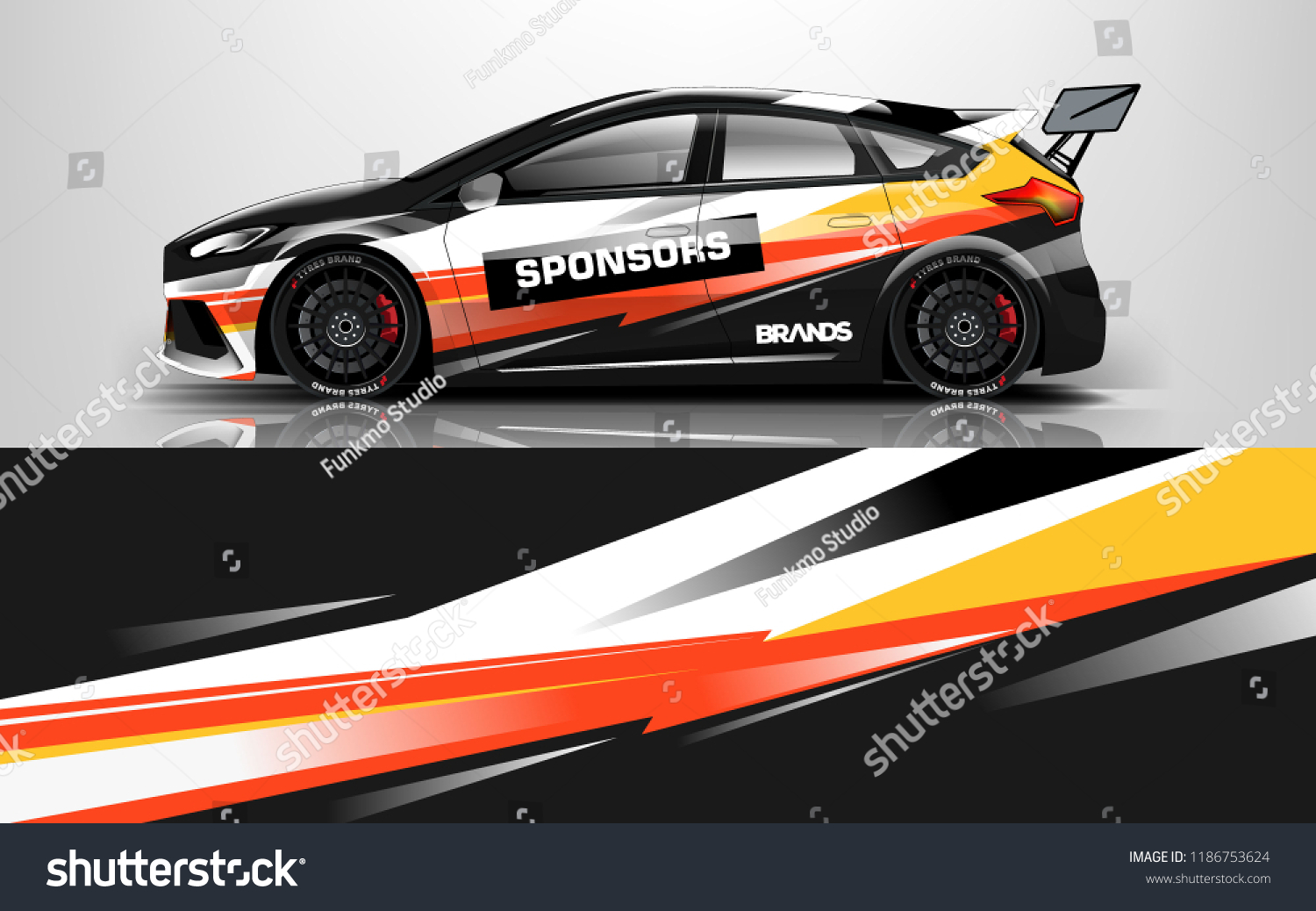 Car wrap design vector, truck and cargo van decal. Graphic abstract stripe racing background designs for vehicle, rally, race, adventure and car racing livery.