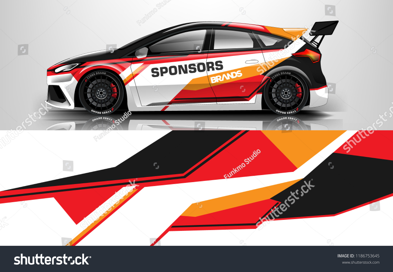Car wrap design vector, truck and cargo van decal. Graphic abstract stripe racing background designs for vehicle, rally, race, adventure and car racing livery. 