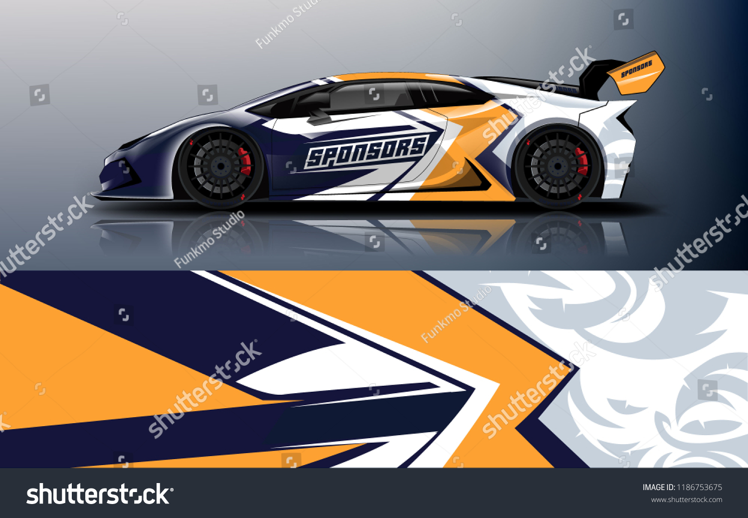 Car wrap design vector, truck and cargo van decal. Graphic abstract stripe racing background designs for vehicle, rally, race, adventure and car racing livery.