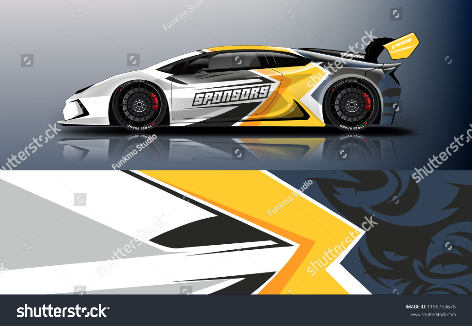 Car wrap design vector, truck and cargo van decal. Graphic abstract stripe racing background designs for vehicle, rally, race, adventure and car racing livery.