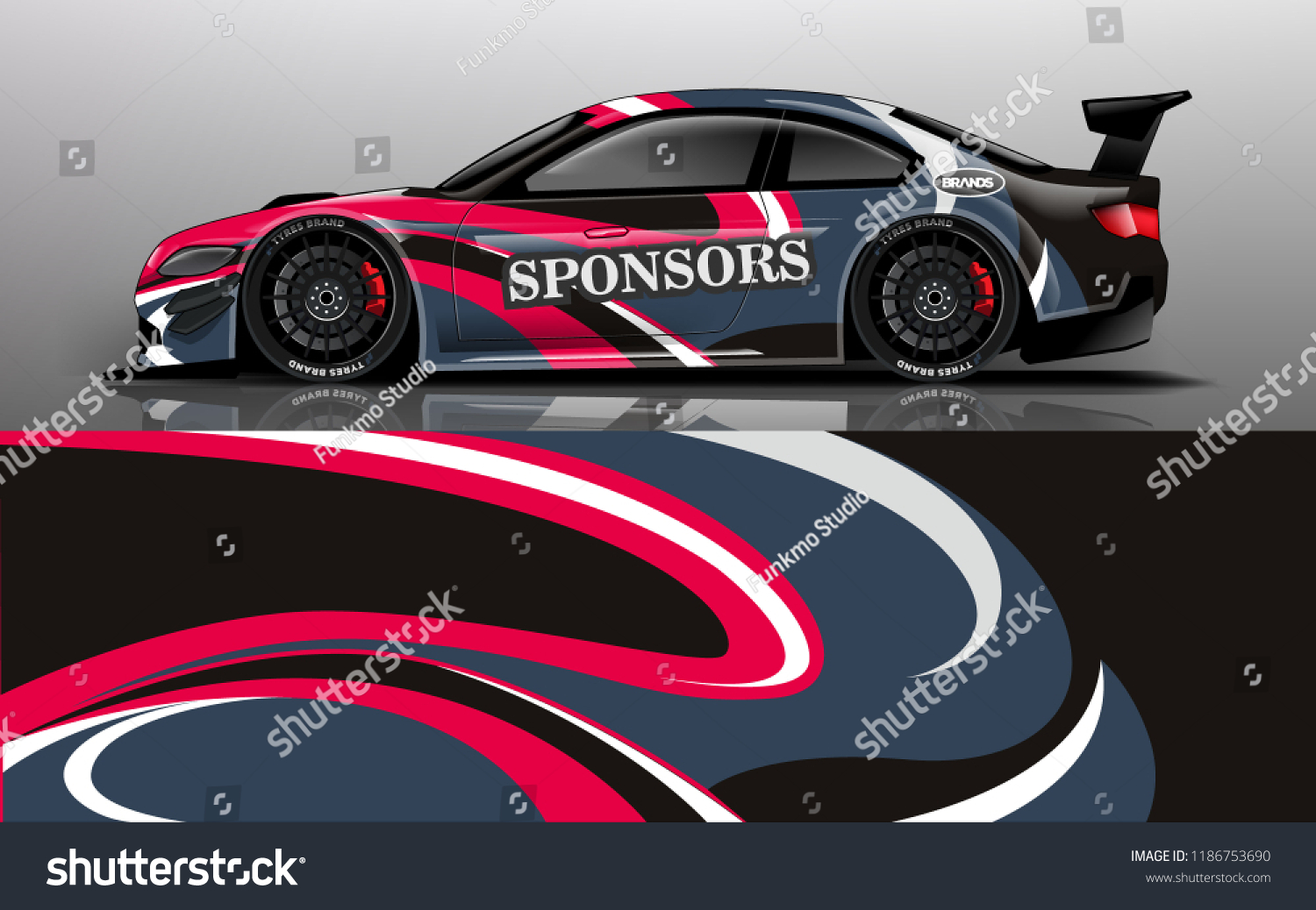 Car wrap design vector, truck and cargo van decal. Graphic abstract stripe racing background designs for vehicle, rally, race, adventure and car racing livery.