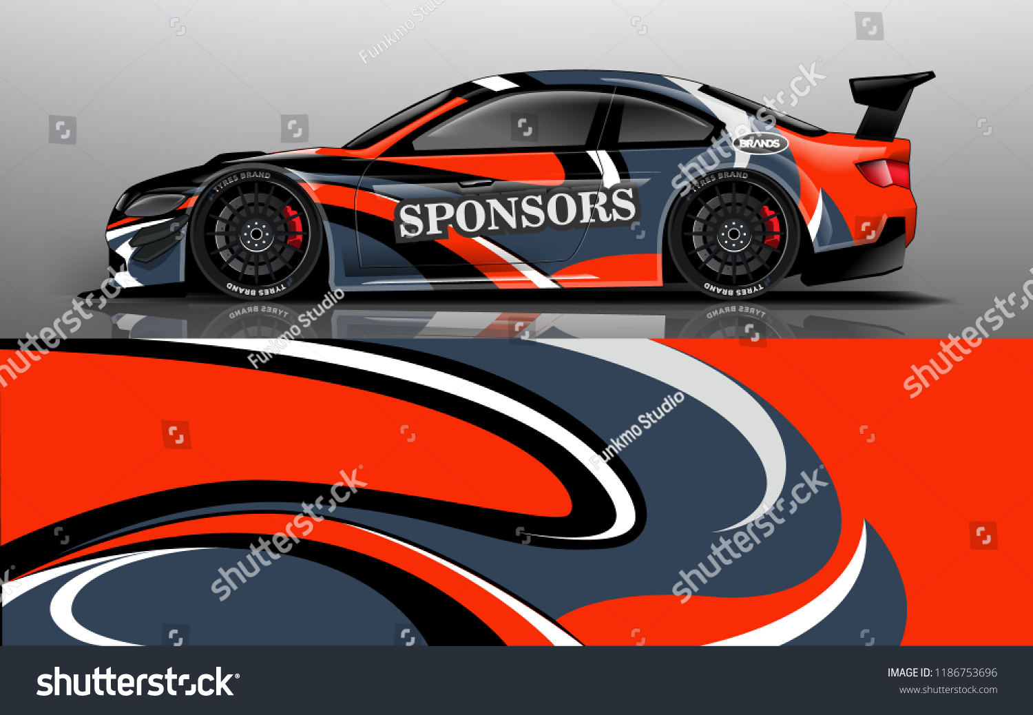 Car wrap design vector, truck and cargo van decal. Graphic abstract stripe racing background designs for vehicle, rally, race, adventure and car racing livery.