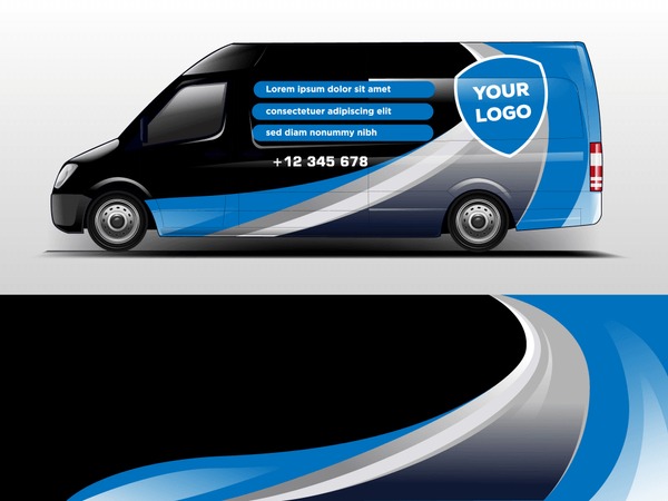 Van wrap design. Wrap, sticker and decal design for company. Vector format