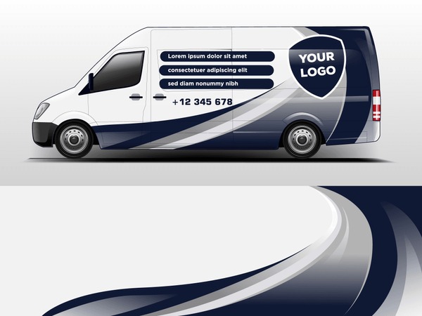 Van wrap design. Wrap, sticker and decal design for company. Vector format