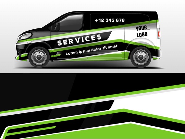 Van wrap design. Wrap, sticker and decal design for company. Vector format
