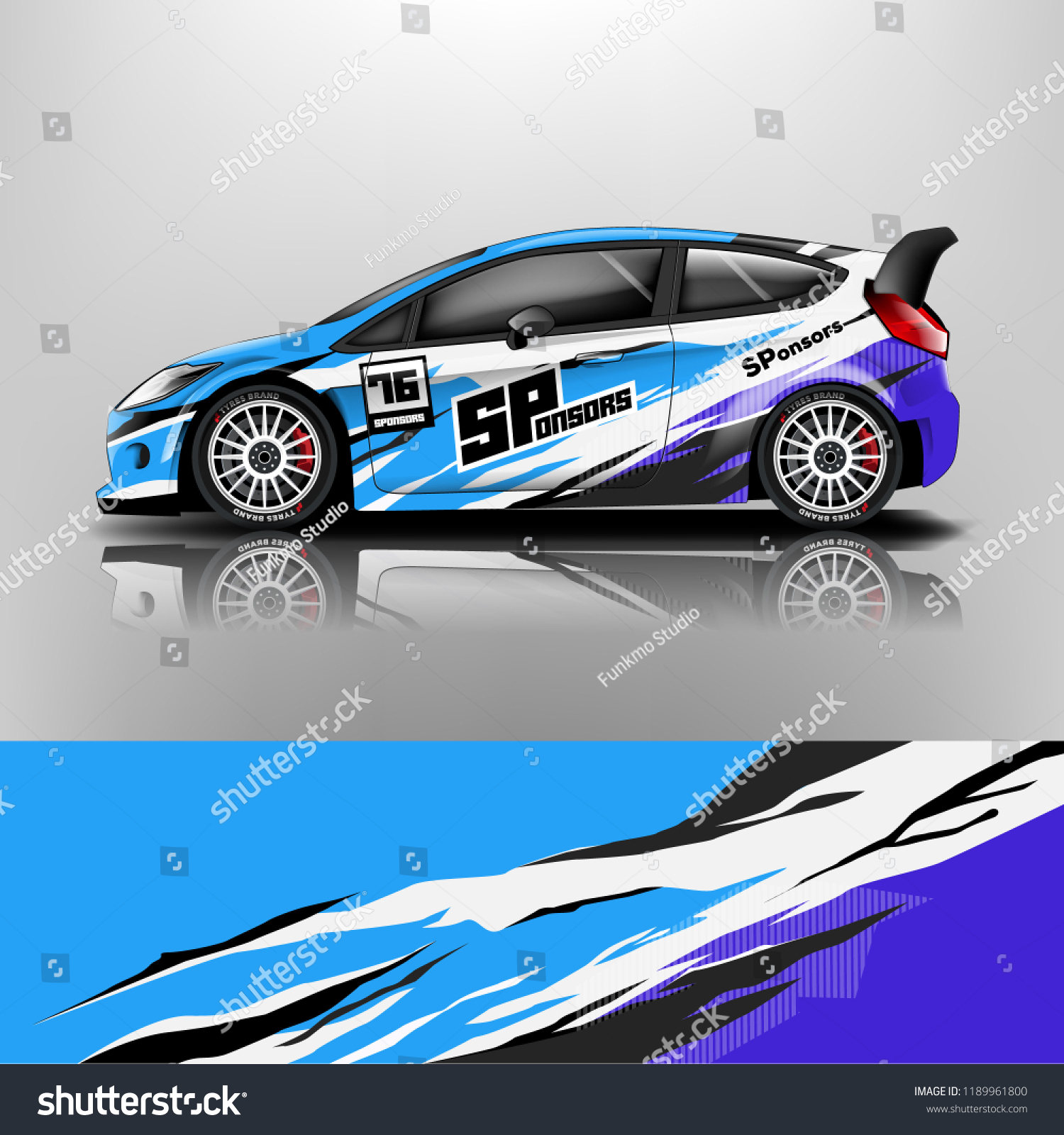 Car wrap design. Racing car wrap vinyl sticker. Graphic abstract stripe designs for branding and racing car