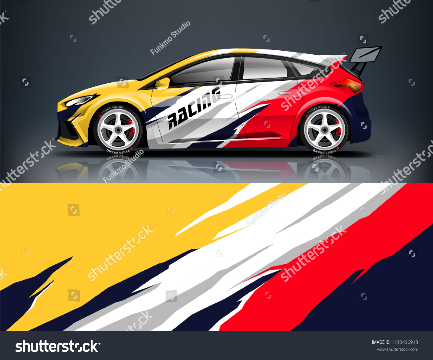 Car wrap design. Livery design for racing car. sedan, hatchback. vector format.
