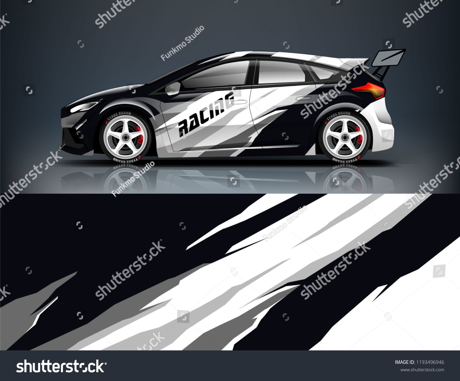 Car wrap design. Livery design for racing car. sedan, hatchback. vector format.