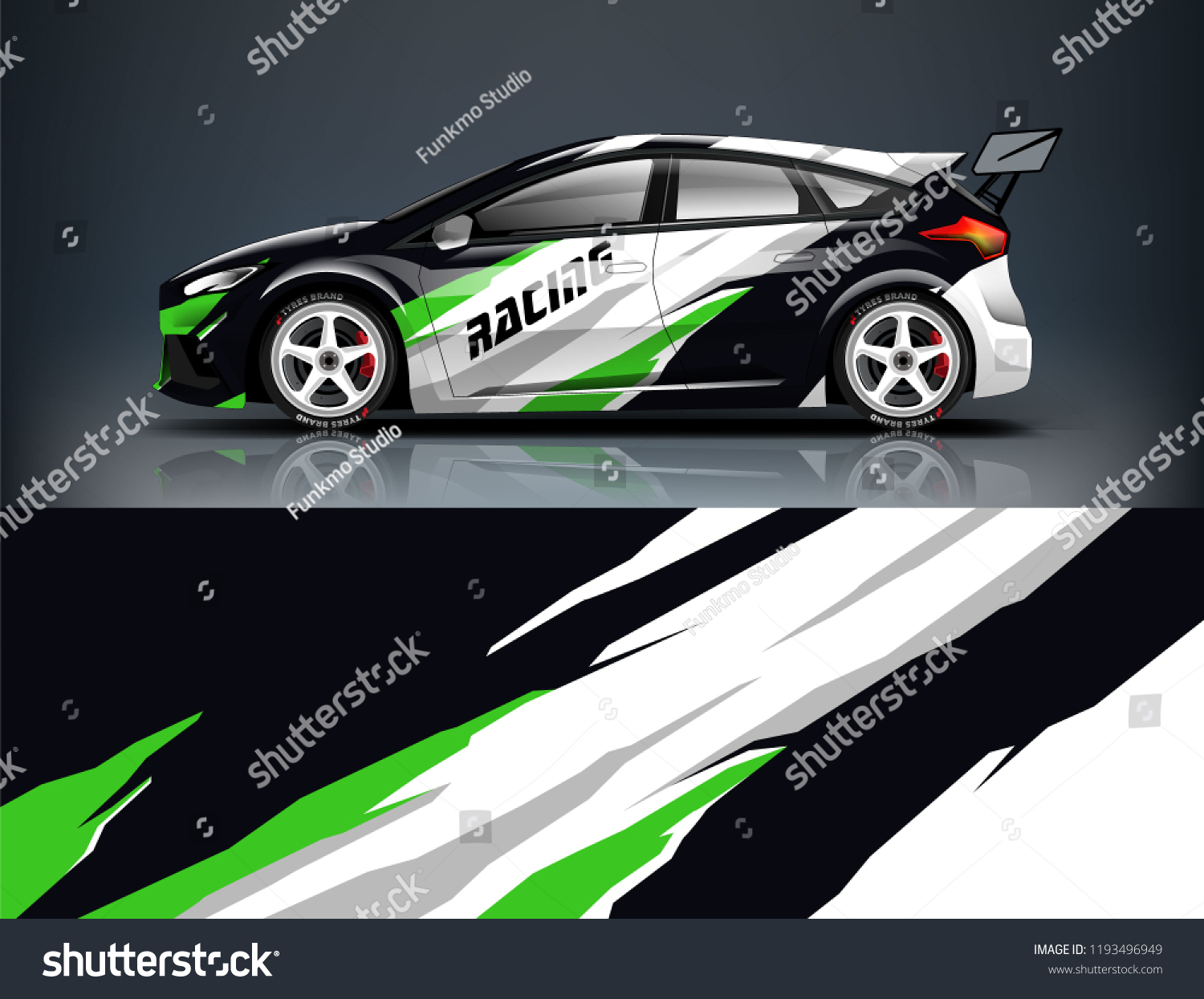Car wrap design. Livery design for racing car. sedan, hatchback. vector format.
