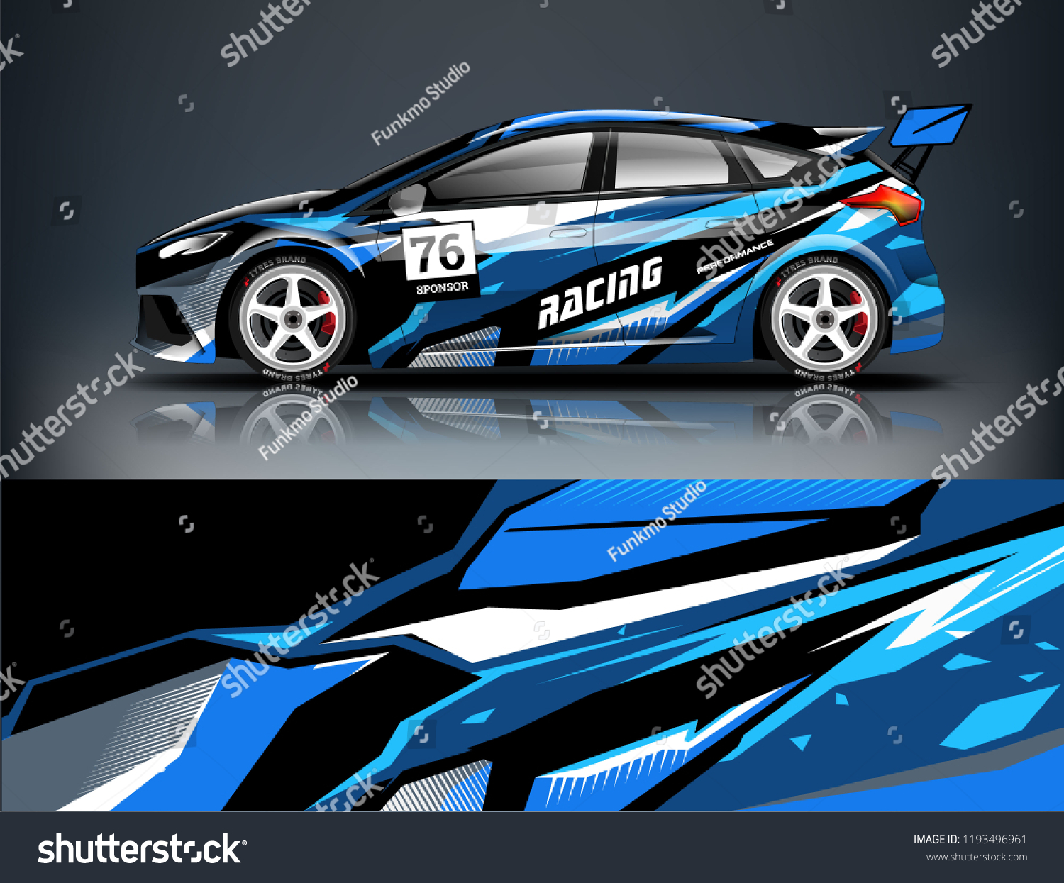 Car wrap design. Livery design for racing car. sedan, hatchback. vector format.