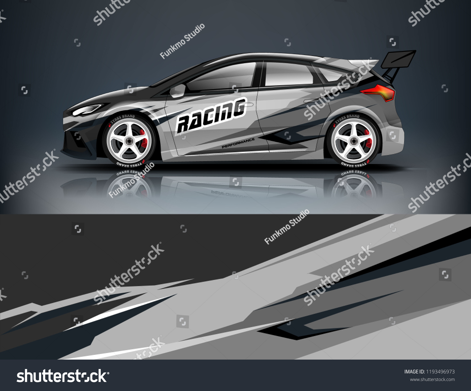 Car wrap design. Livery design for racing car. sedan, hatchback. vector format.