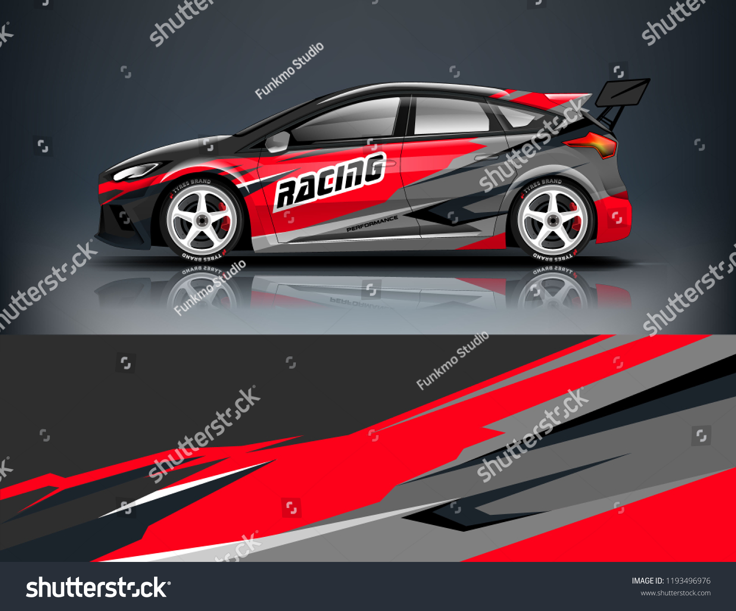 Car wrap design. Livery design for racing car. sedan, hatchback. vector format.