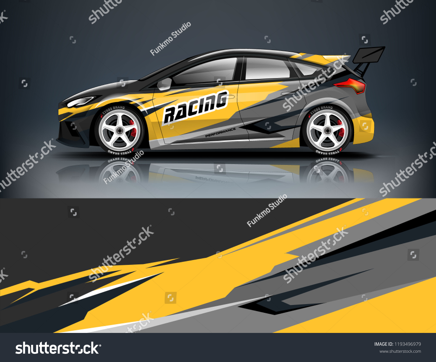 Car wrap design. Livery design for racing car. sedan, hatchback. vector format.