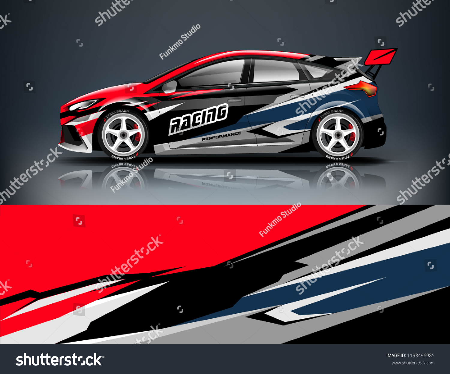 Car wrap design. Livery design for racing car. sedan, hatchback. vector format.