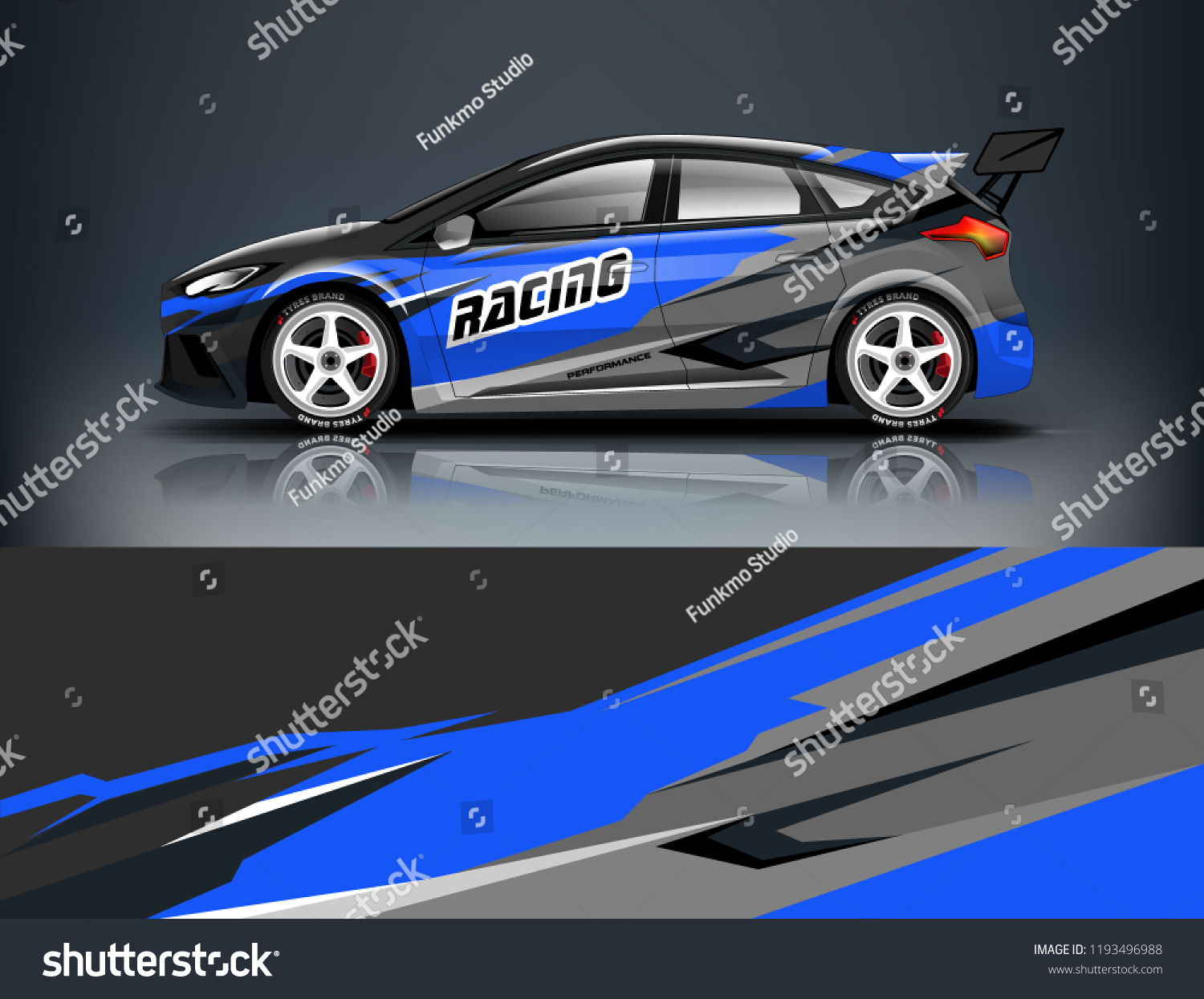 Car wrap design. Livery design for racing car. sedan, hatchback. vector format.