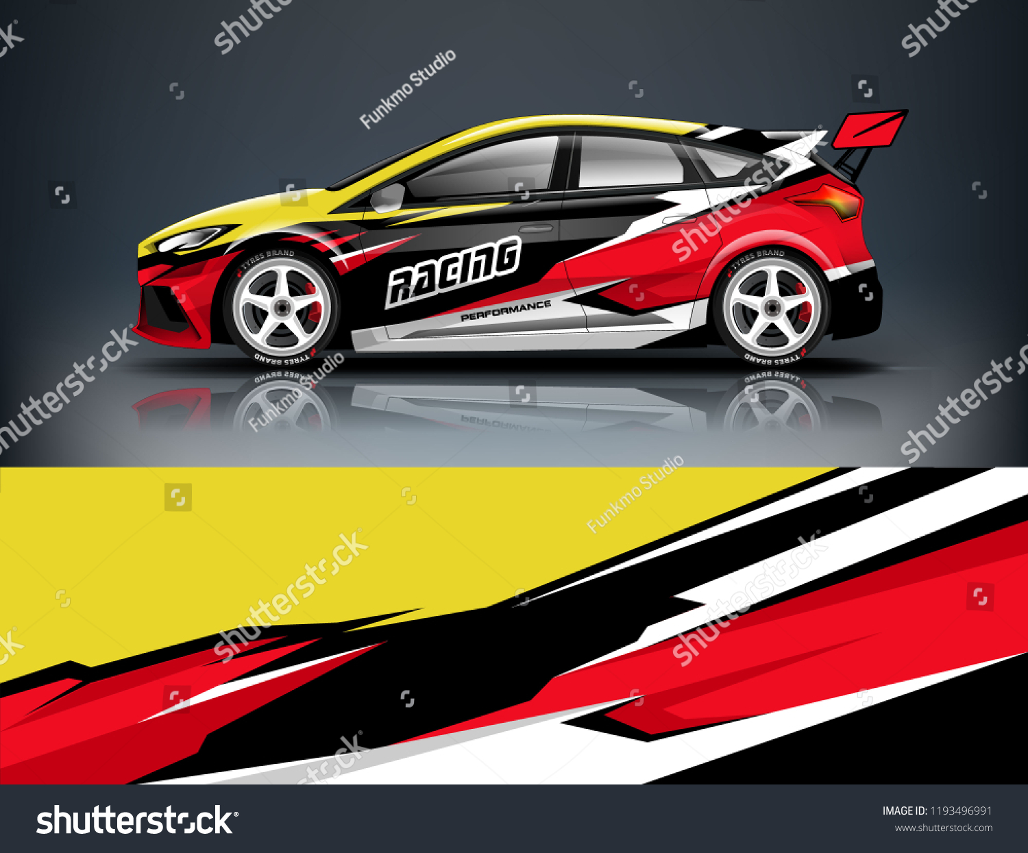Car wrap design. Livery design for racing car. sedan, hatchback. vector format.
