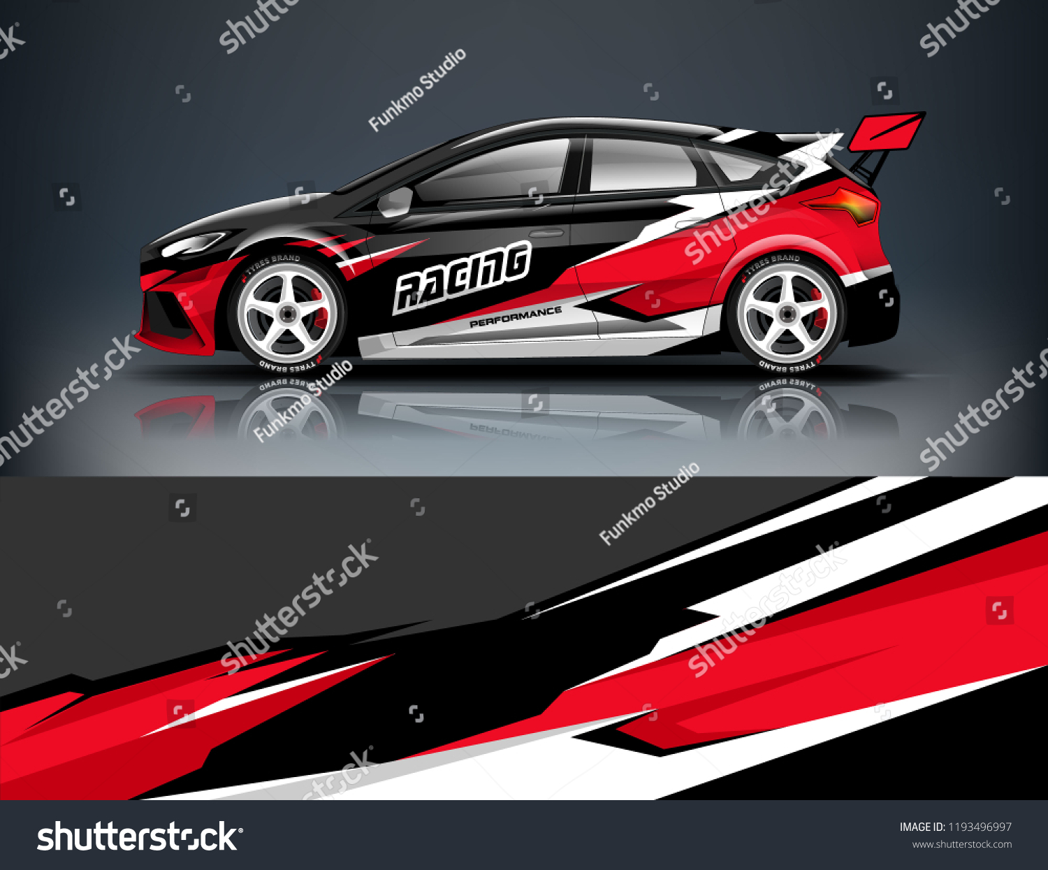 Car wrap design. Livery design for racing car. sedan, hatchback. vector format.