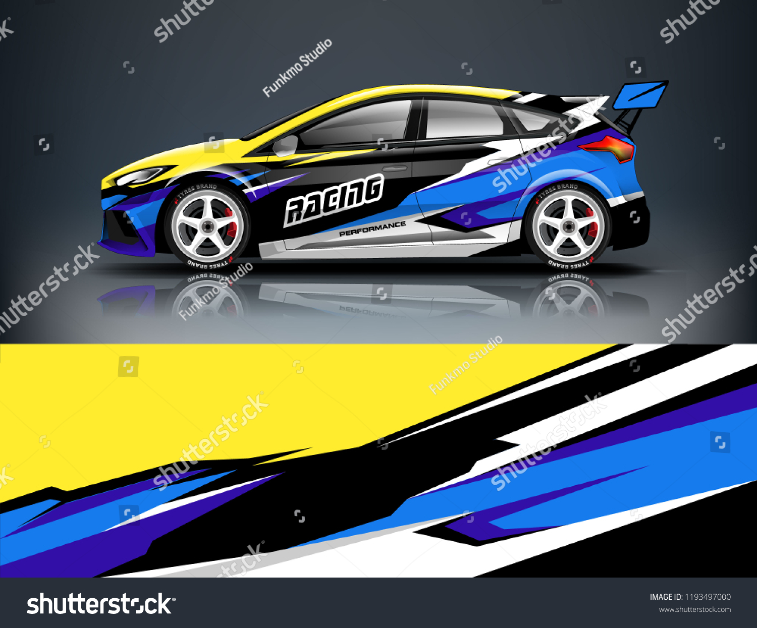 Car wrap design. Livery design for racing car. sedan, hatchback. vector format.