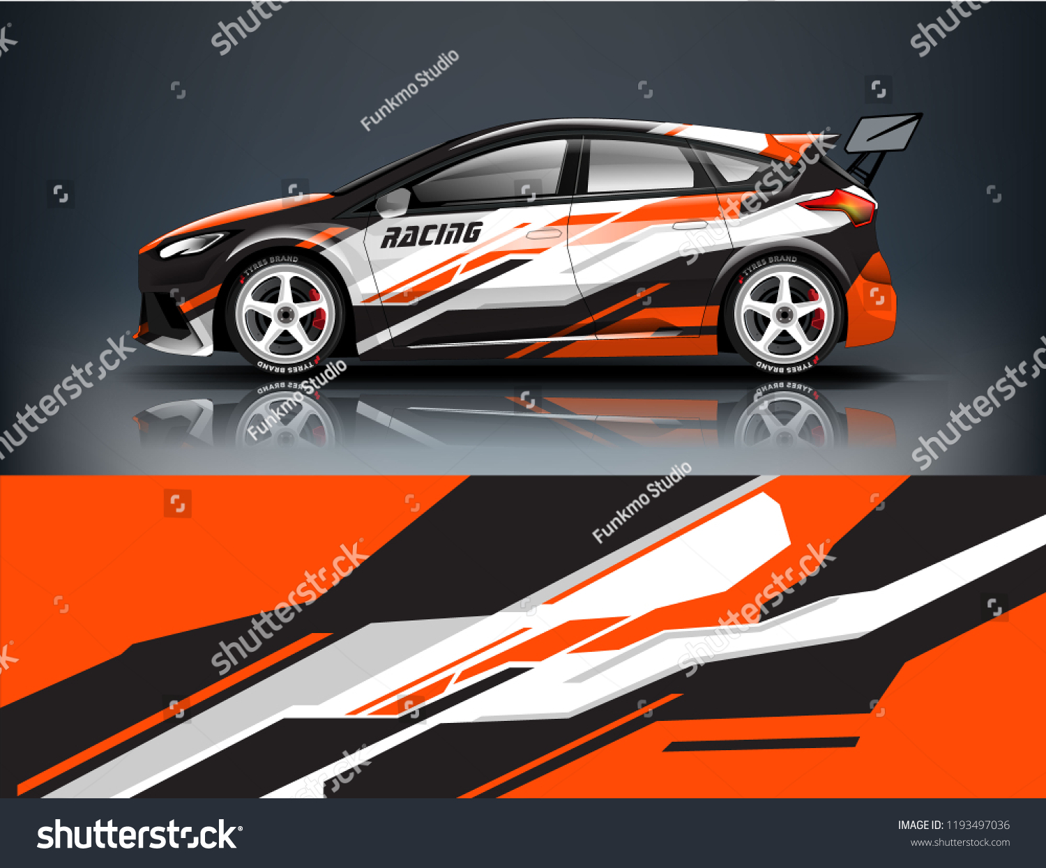 Car wrap design. Livery design for racing car. sedan, hatchback. vector format.