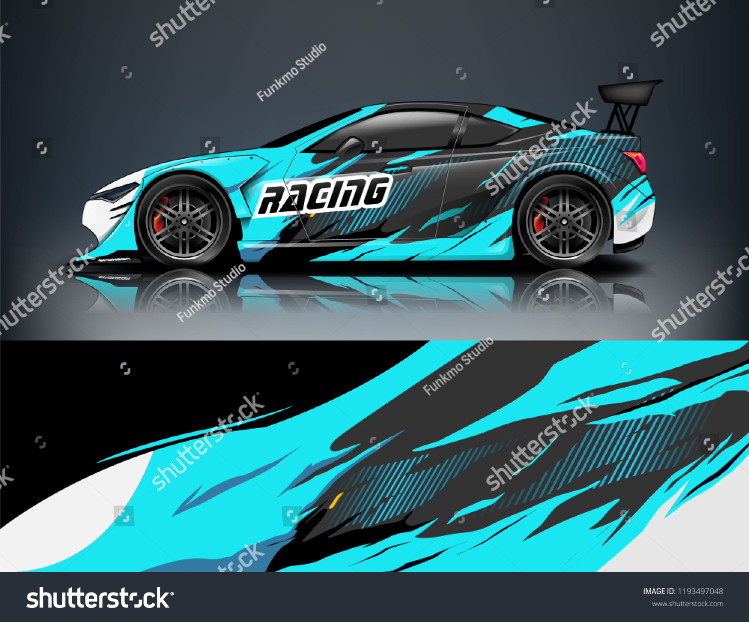 Car wrap design. Livery design for racing car. sedan, hatchback. vector format.