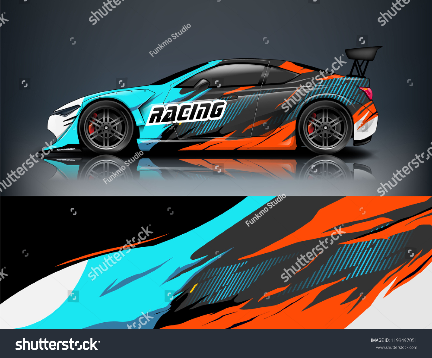 Car wrap design. Livery design for racing car. sedan, hatchback. vector format.