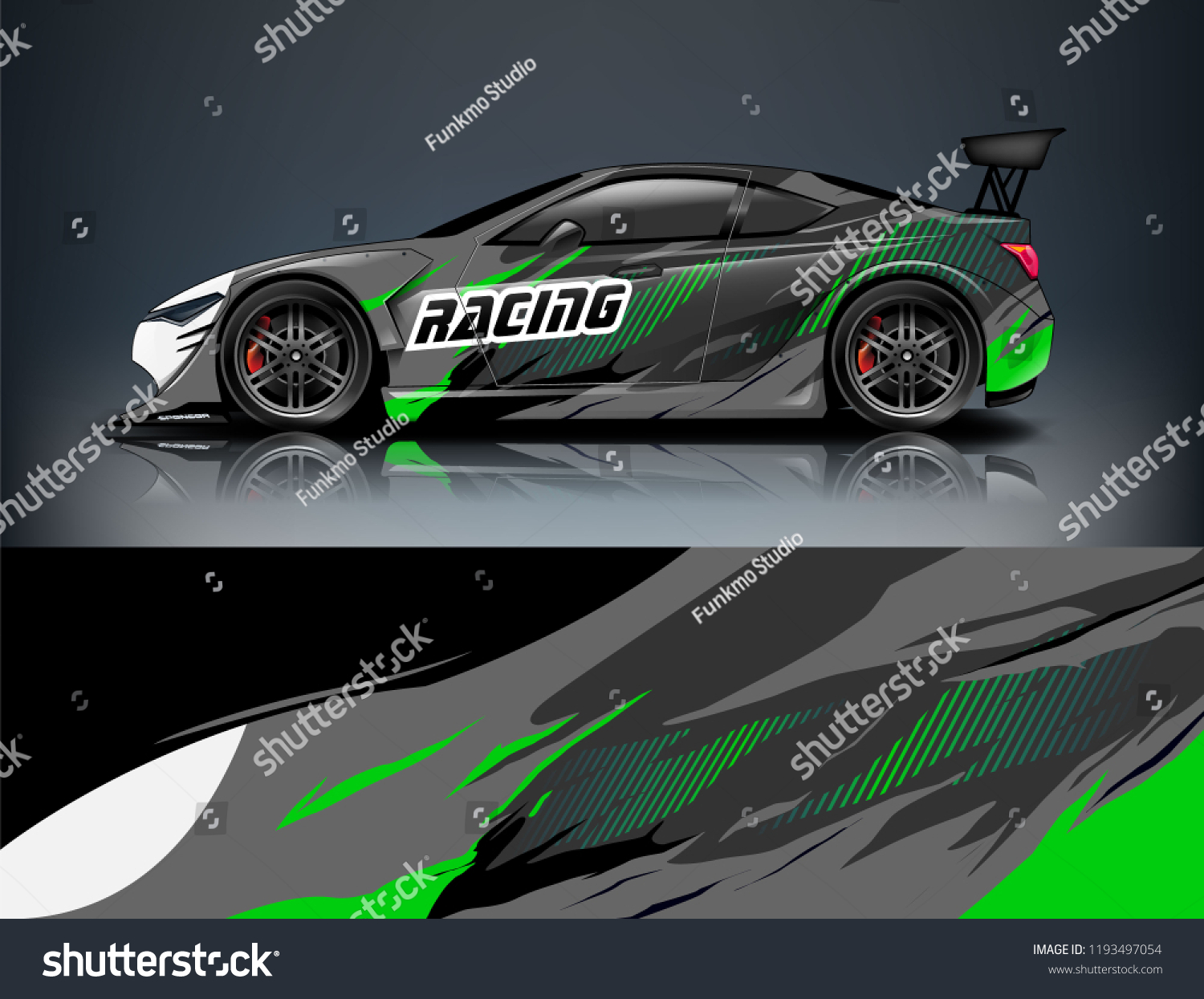 Car wrap design. Livery design for racing car. sedan, hatchback. vector format.